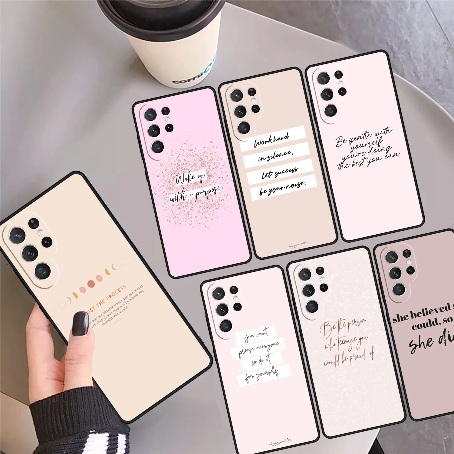 

Simple English word phrase inspirational Phone Case Cover For Samsung S24 S25 Ultra S23 S22 Plus S21 FE S20 Note 10 20 Pro