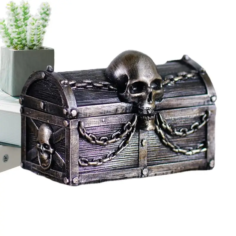 Treasure Box With Special Scary Design Skulls And Chains Protect Your Pearl Jewelry Stylish Handmade Delight Money Box For Gift