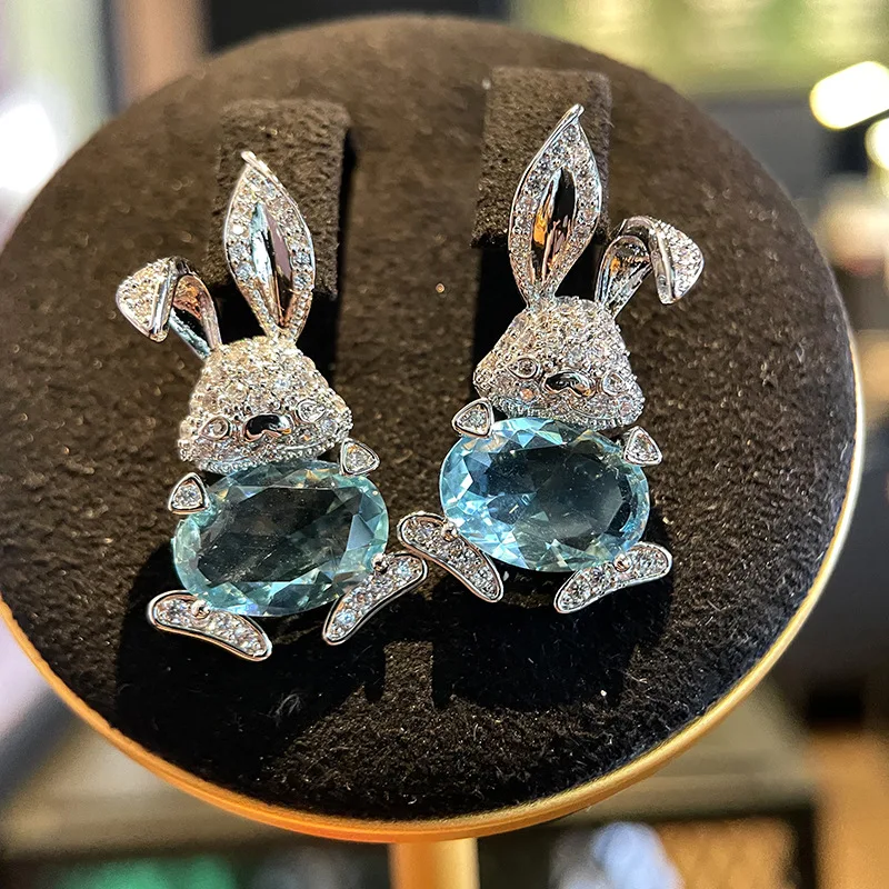 

HIBRIDE Romantic Lively Cute Dazzling Bunny Earrings Personalised Jewellery Set For Women Wedding Party Travel Gift Prom E78