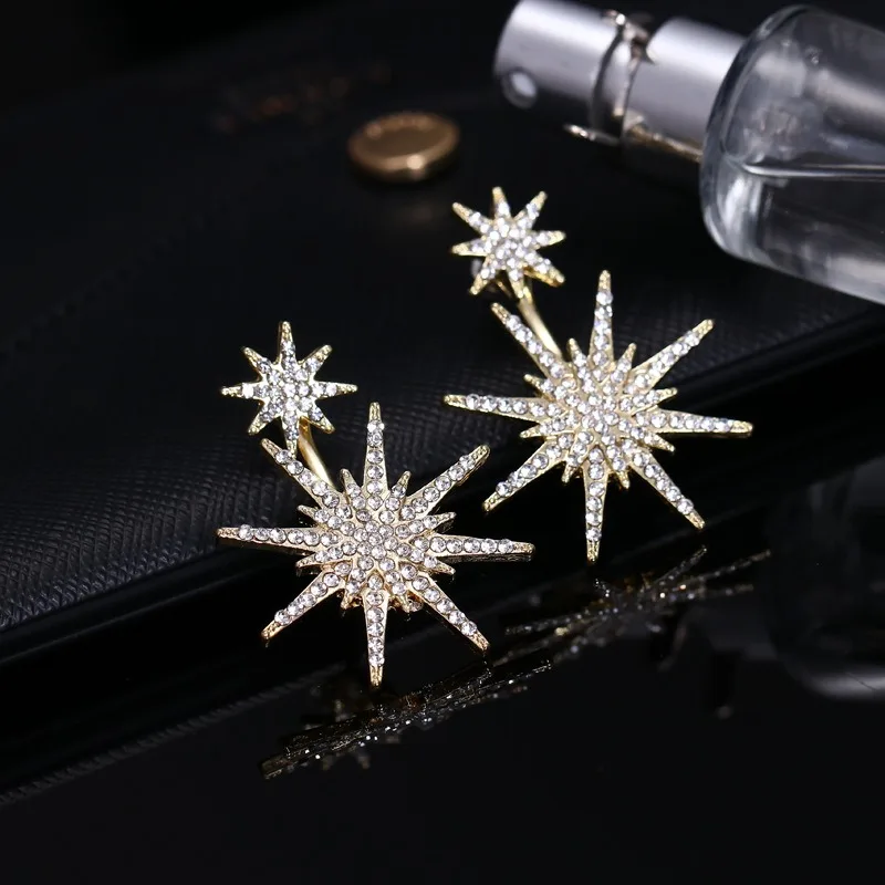 Fashion Crystal Snowflake Dangle Drop Earrings For Women Trendy Rhinestones Zircon Earrings Wedding Party Jewelry Drop Shipping