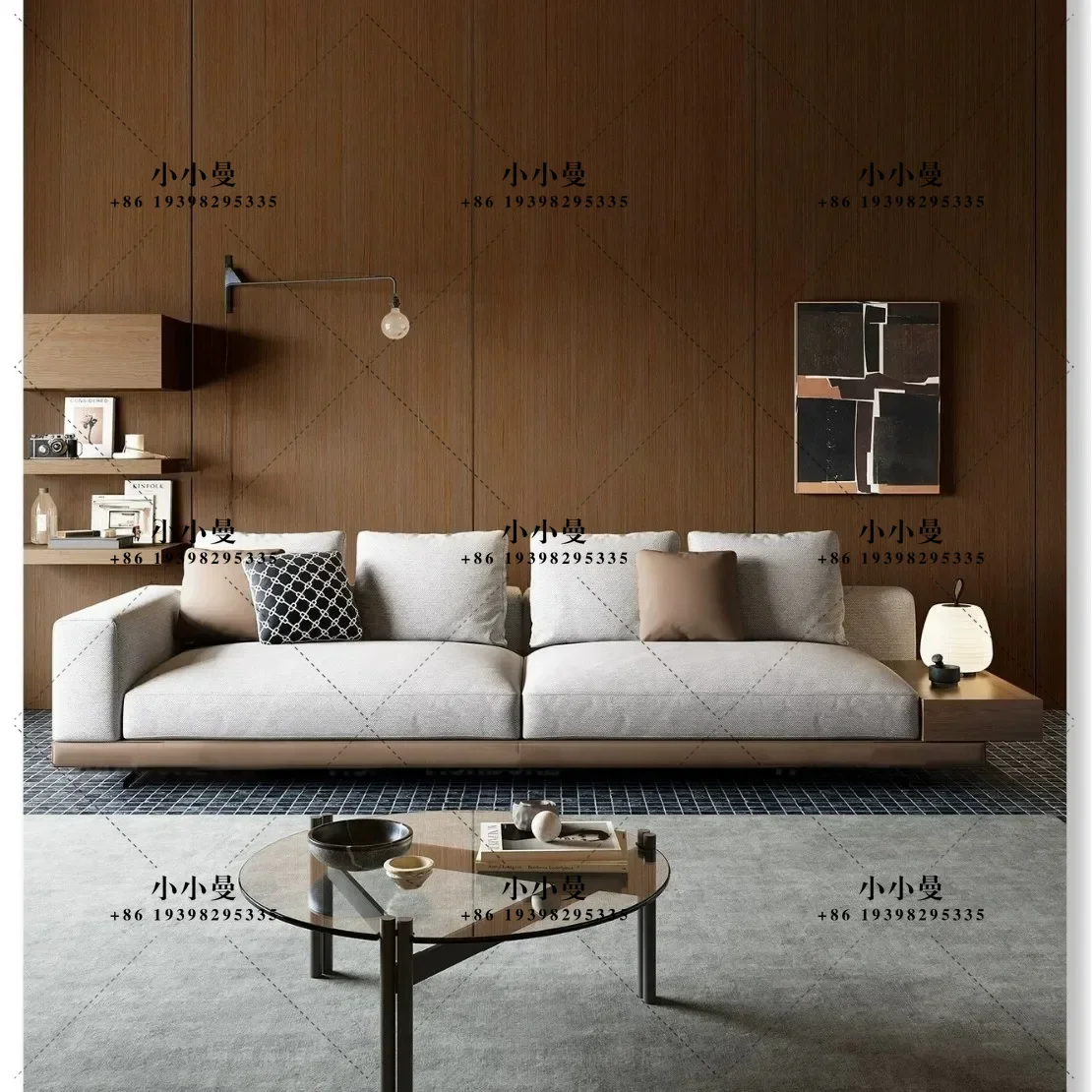 Connelly cotton and linen fabric living room Italian minimalist modern removable and washable straight row suspension sofa