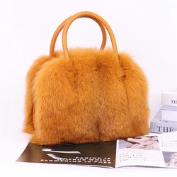 New Women's Clothing Designer Brand Luxury Fox Hair Large Capacity Fashion High-end Handbag Charm Women's Fur Bag 2023