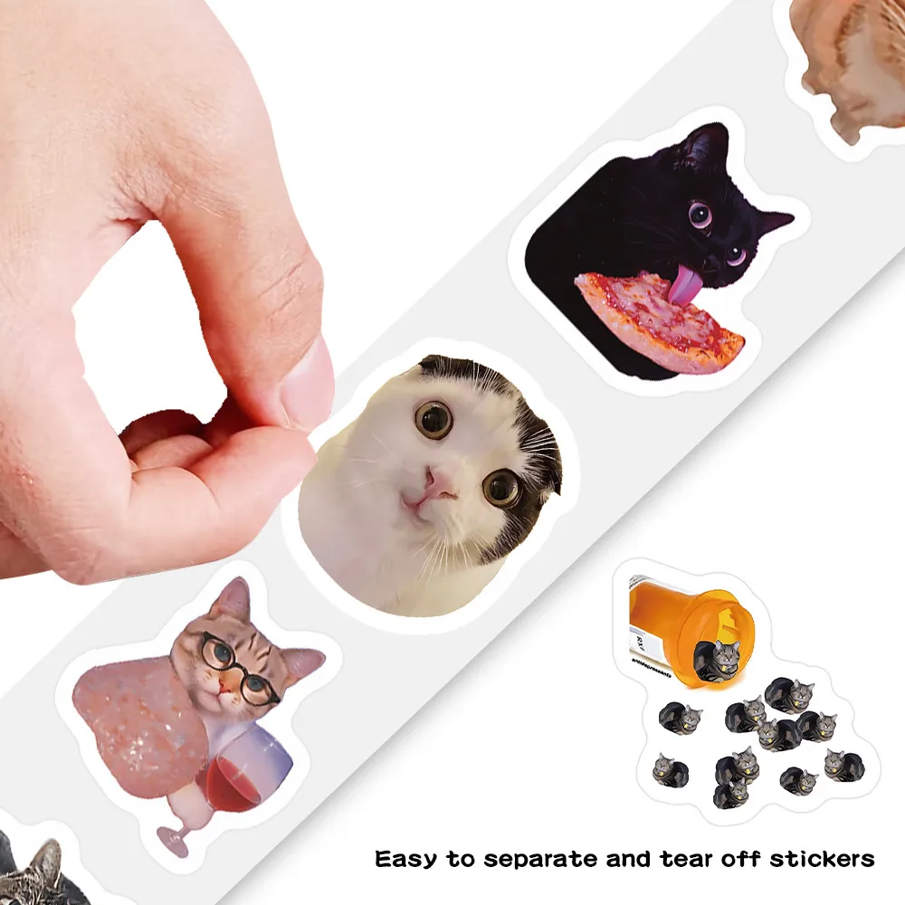 500 قطعة/لفة ملصقات نمط حياة القط الملتوية - ديكور مشهد لعوب للأمتعة والعناصر اليومية LanLanStickersWorld Store
