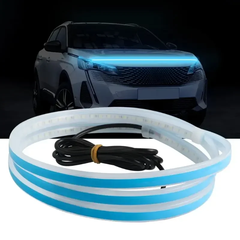 

1pc Car Hood Led Decorative Light Bar Through Type Hood Sitt Guide Strip Modified Ambient Light Car Daytime Running Lights
