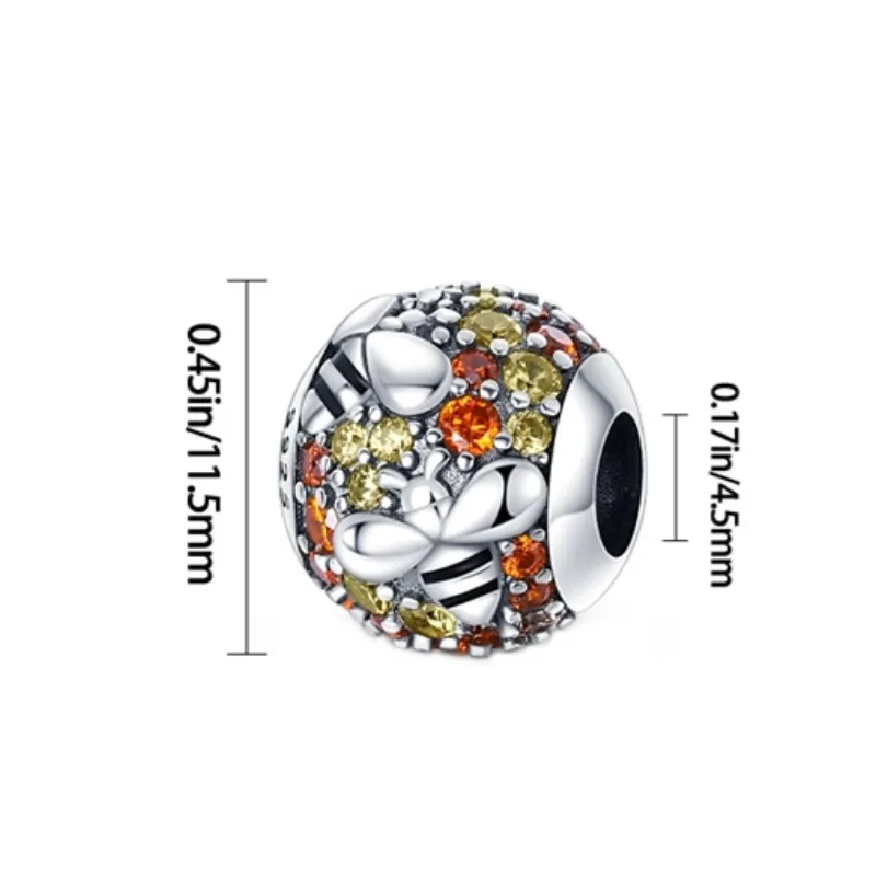 Original 925 sterling silver Bee Series Bee Nest Charms Pendant  Fit DIY bracelet necklace Gift for Her，Colgante Plata view 4