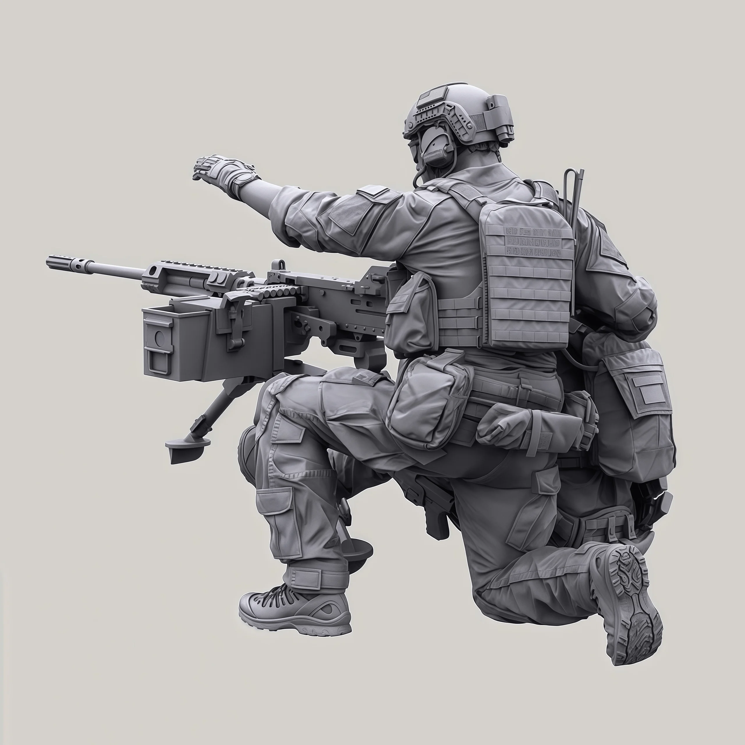 1/35 Casting Resin Model Assembly Kit, GK, Special Forces Machine Gunner 2-person Model, Unpainted