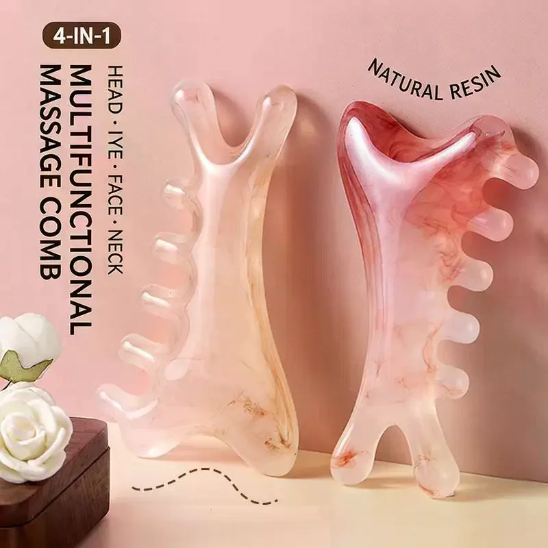 Little Dolphin Gua Sha Massage Comb Fine-Tooth Scraping Meridian Massage Comb Relaxing Resin Body Massage Comb Head Massage Tool