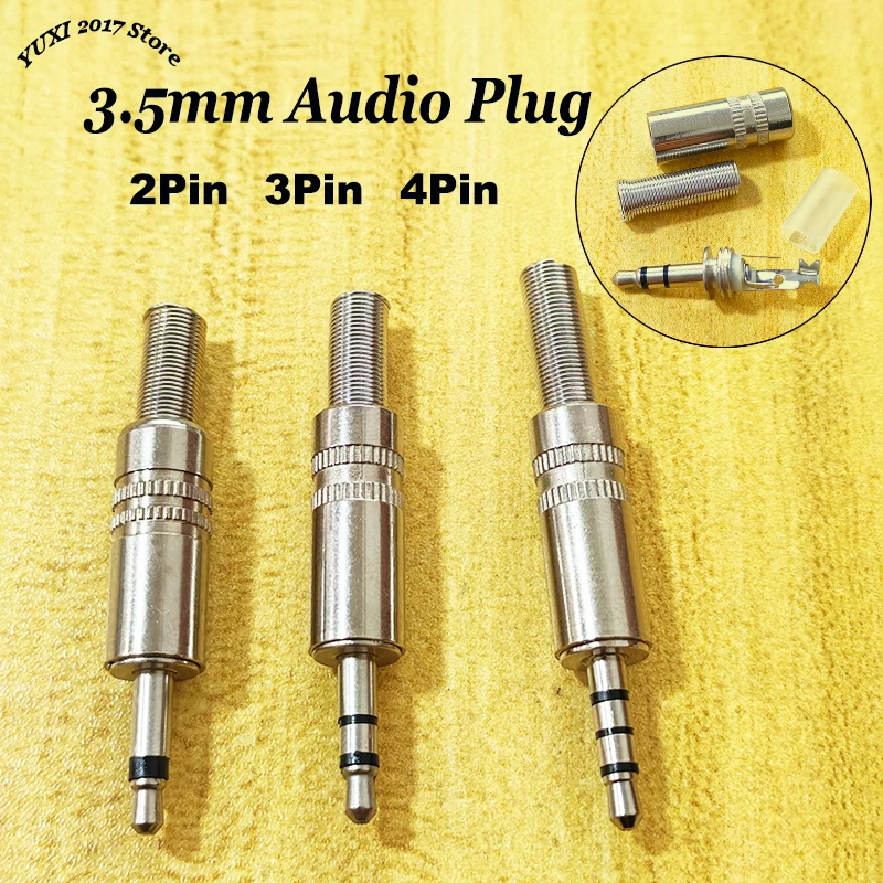 1-10 Stück 3,5mm Metall-Audiostecker 2-Pin 3-Pin 4-Pin Männlicher Klinkenstecker DIY Kopfhörer-Reparatur Ersatzteile