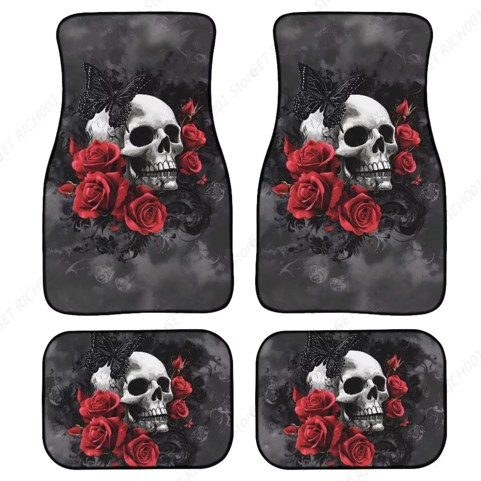 

Cráneo Mariposa Rosa Roja Ajuste Universal Juego Alfombrillas Para El Piso L Automóvil 4-х детали Alfombra Antislizante Resisten