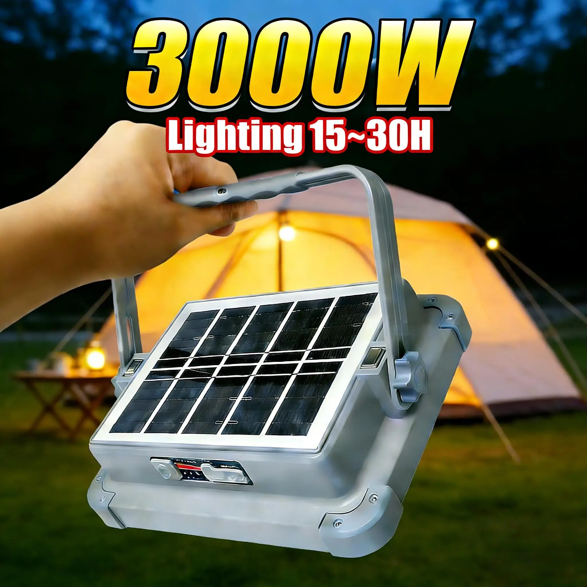 

Светодиодный светильник для палатки на солнечной батарее, перезаряжаемый прожектор высокой мощности, наружное аварийное освещение, водонепроницаемые портативные подвесные ночные лампы, фонарь для кемпинга, рабочие фона