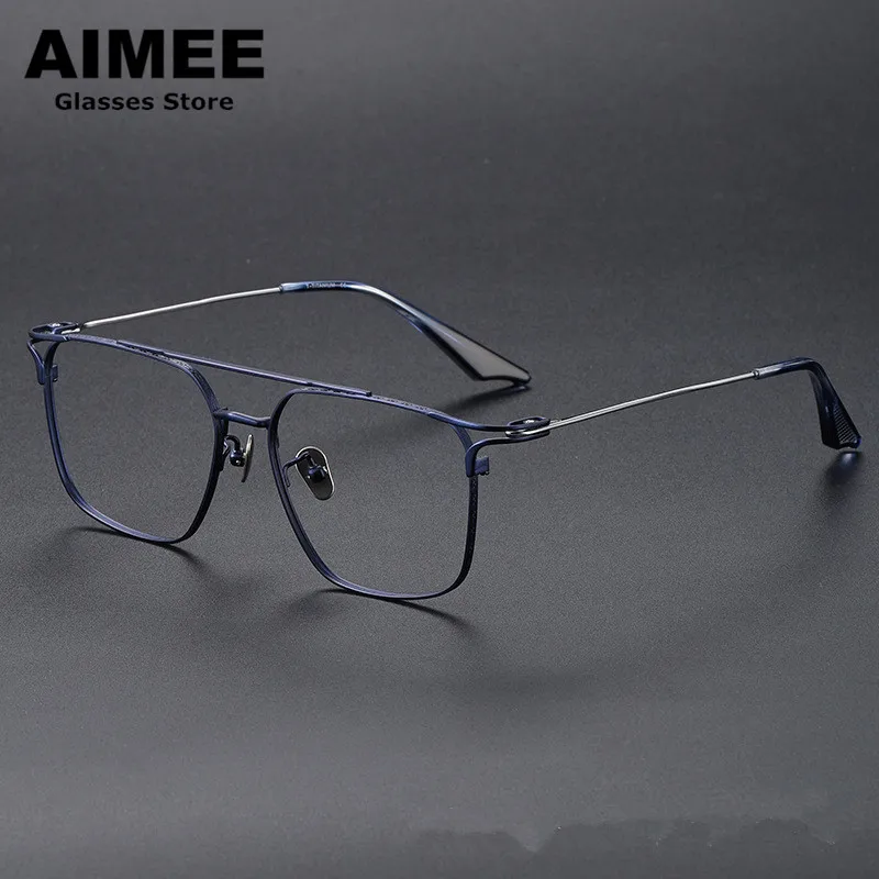 

Hand-Made Pure Titanium Ultralight Glasses Frame Men's Square Multifocal Prescription Eyeglasses Women Myopia Eyewear Spectacles