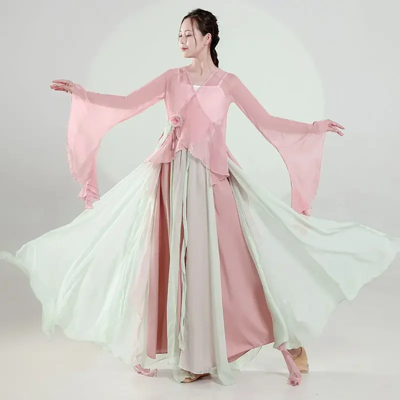 

Classical Dance Costume Gradual Suit Fairy Daily Practice Dress Loose Flowing Gauze Chinese Dance Performance Stag Dancewear