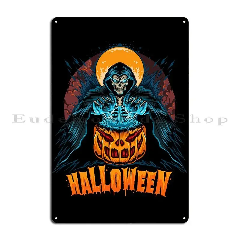 هالوين الجمجمة اليقطين علامات معدنية خمر سينما جدار ديكور تصميم جدار ديكور تين تسجيل ملصق