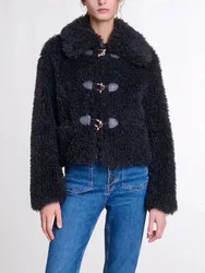 Woman clothing y2k fall and winter horsebit buckle fur fur short section plush Women coat2024 thickened warm new Women's jacket