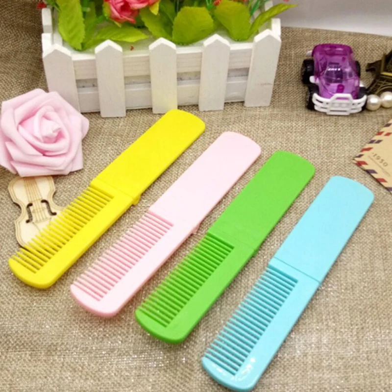 Professional Folding Hair Comb Travel Hair Comb Portable Fold Hair Brush Mirror Compact Pocket Size Purse Travel Comb