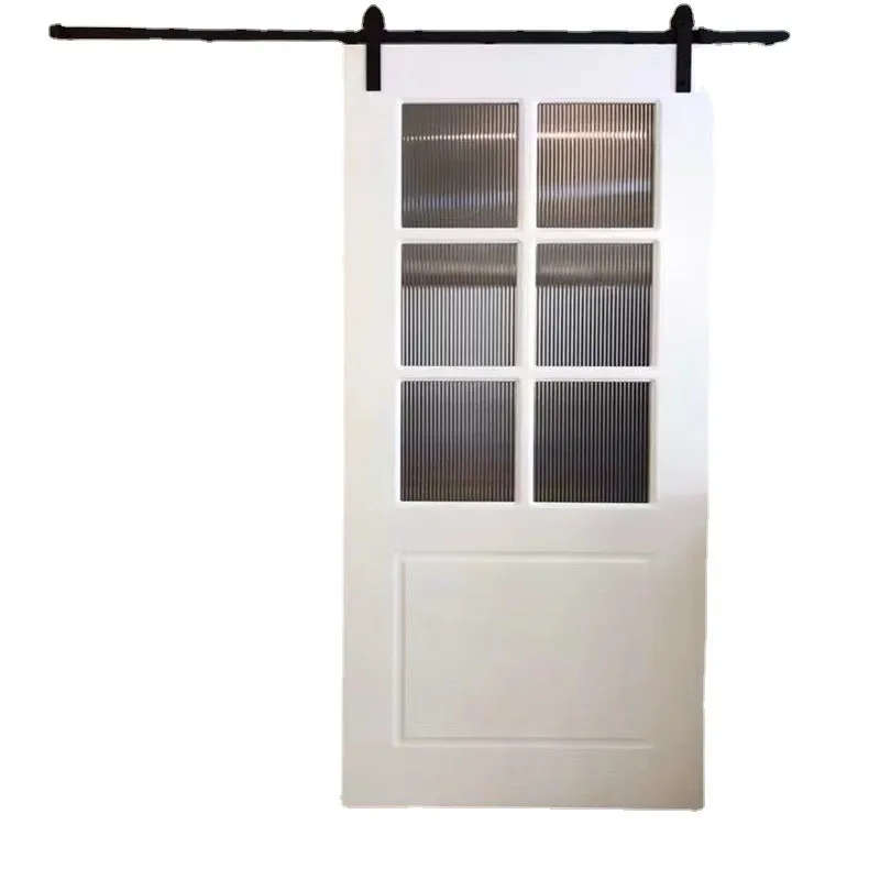 

Nordic solid wood retro glass hole barn door kitchen sliding door bathroom sliding door bedroom sliding door hanging rail door