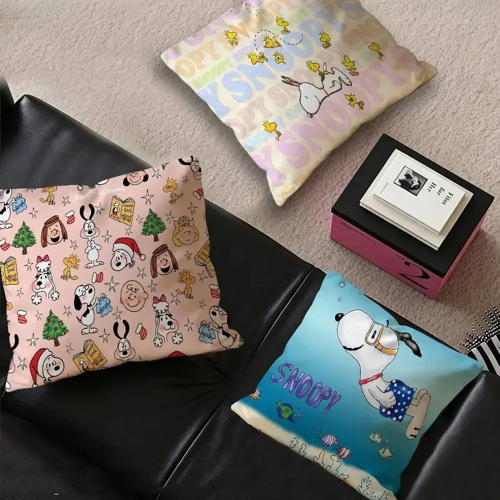 Cartoon Snoopy Pillow Cushion Cover Pillowcase Living Room Sofa Home Decor Customized