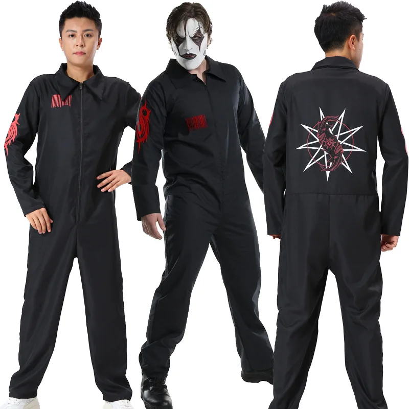 

Halloween Horror Costume Men's Gothic Steampunk Black Bodysuit Rock Band Rave Party Cosplay Killer Costume Stage Performance