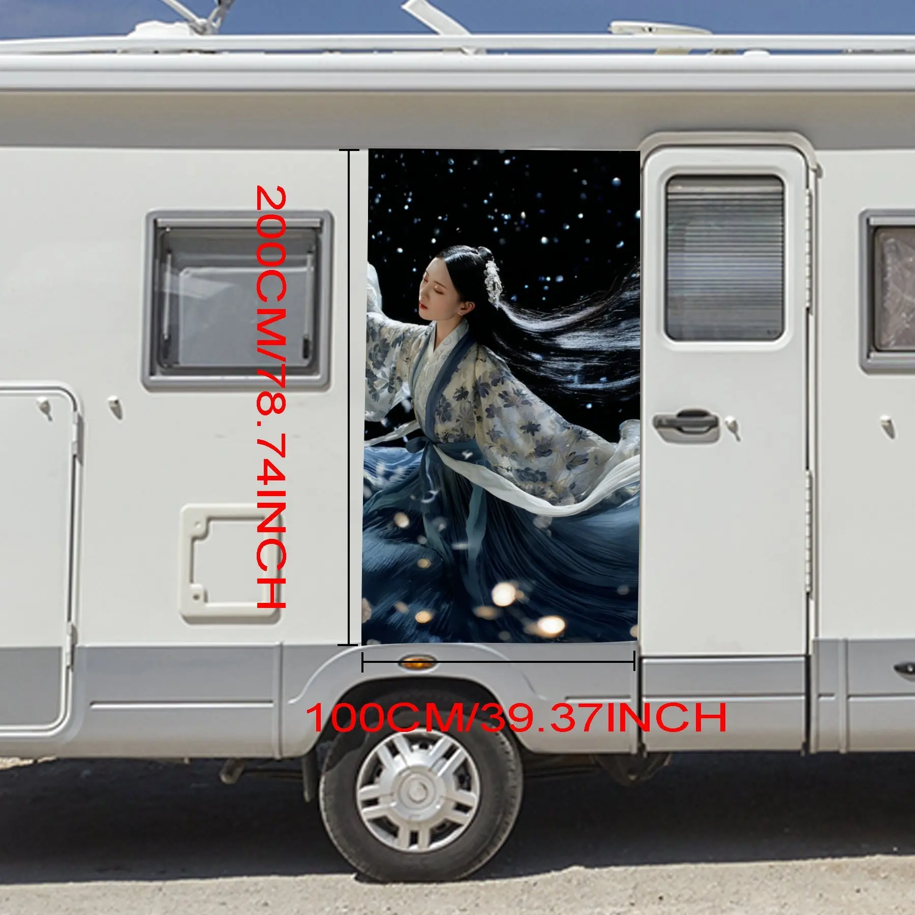 Ancient Style Dancing Beauty,Waterproof Vinyl Decal for RV Side, Self - Adhesive Stickers to Decorate & Protect RV Body, Perfect