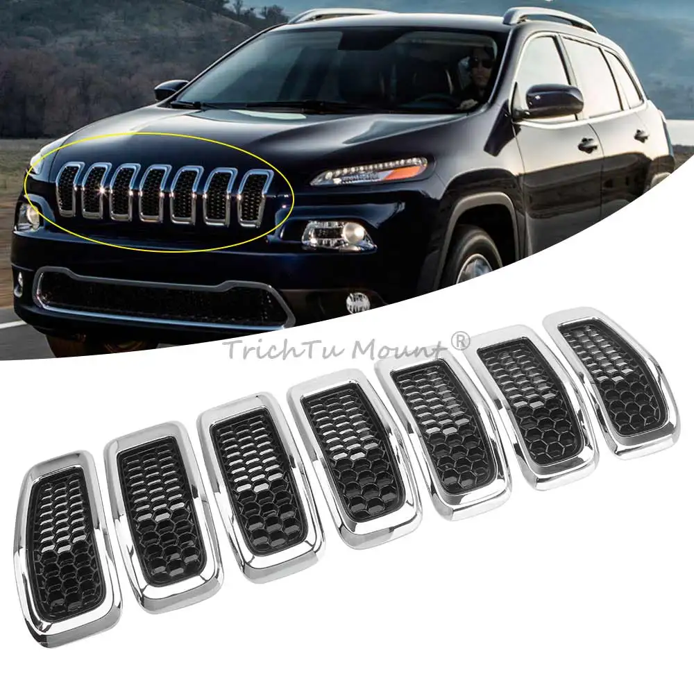 

Bumper Upper Front Honeycomb-Mesh Grill Grille Insert Trim Ring Cover For Jeep Cherokee 2014-2018 Car Accessories