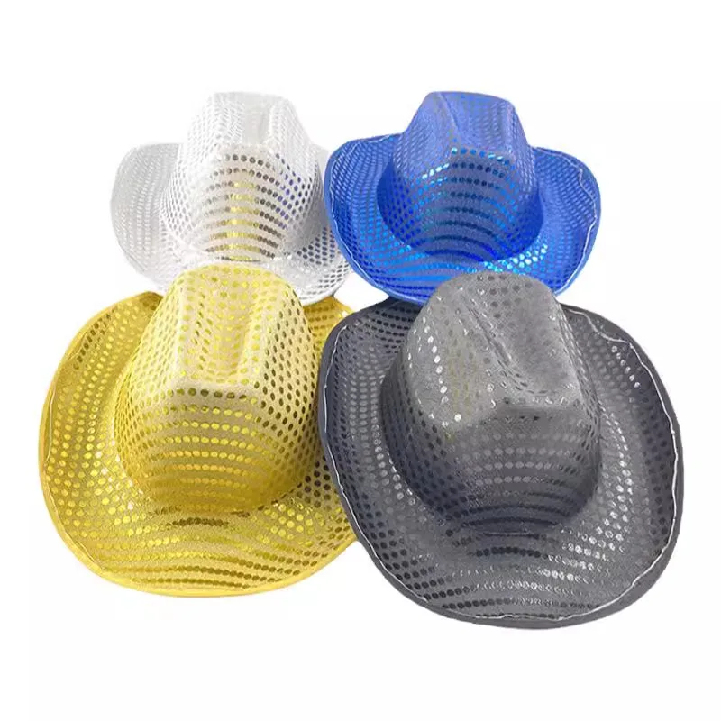 Fashion Decor Cowboy Hat Dance Party Decorate Luminous LED Cowboy Cowgirl Hat Flashing For Carnival Party
