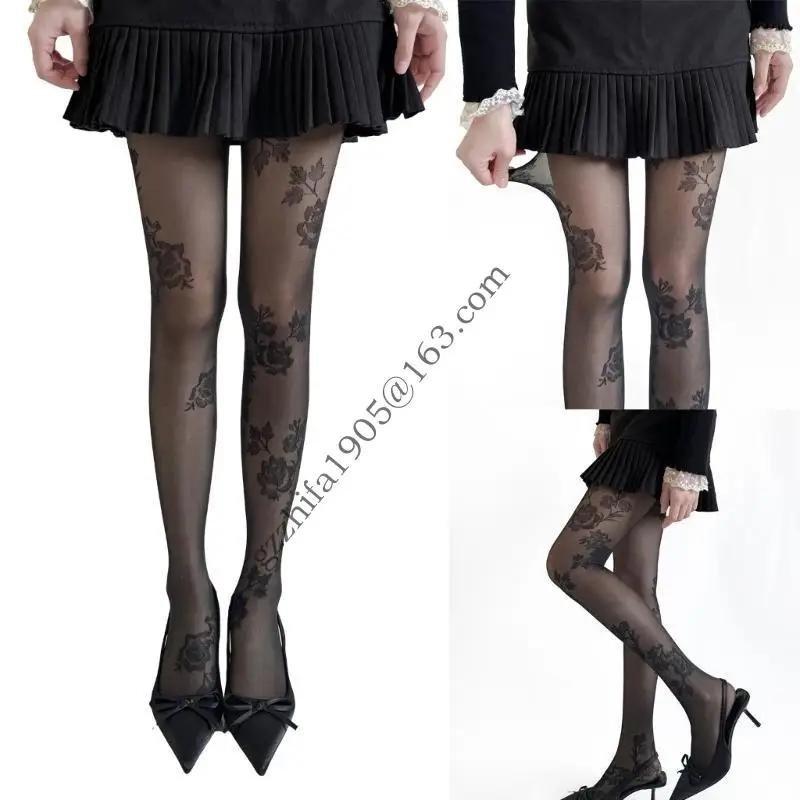 

Women Floral Lace Patterned Tights Fishnet Stockings Pantyhose Patterned Net Stockings Pantyhose for Raves Party Club
