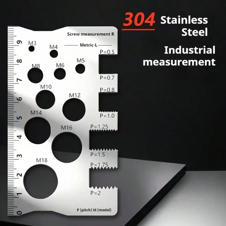 Solid Metal Screw Bolt Caliper - Stainless Steel Nut Screw Gauge With Screw Alignment Function, Sturdy And Durable Construction, M1-M12 Precision Measurement, No Assembly Required. Ideal For Repair Technicians And Mechanics In Electronics And Automotive M view 6