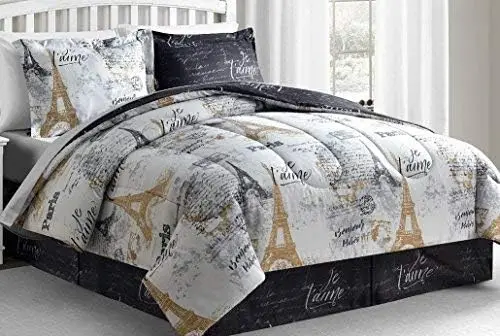 

Paris Gold 6-Pc Twin Size Reversible Comforter Sets. Quality Twin Size Bedding Set. Full bed set Satin pyjama set Stich Lankybox