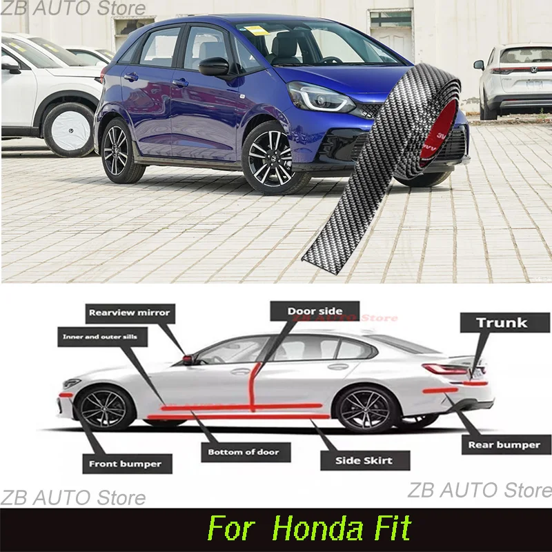 

For Honda Fit Strong adhesive bumper strip, front and rear lip side skirts, collision and scratch resistant, suitable