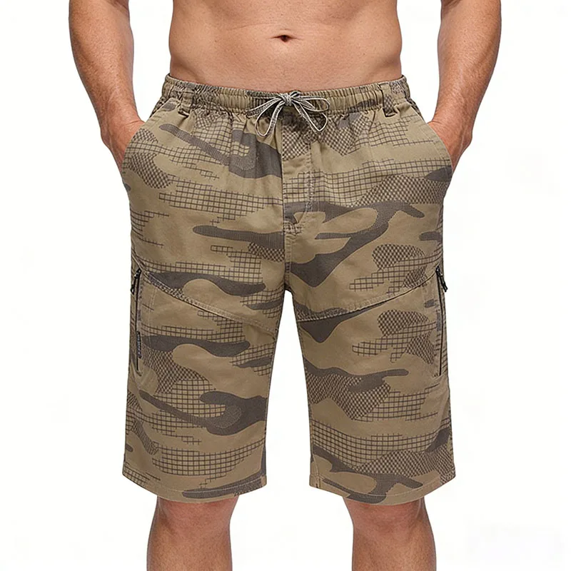

Мужские шорты-чинос из 100% хлопка, камуфляжные шорты-карго, летние повседневные шорты в стиле «папины шорты», с эластичным поясом, свободные, легкие, пляжные шорты, размер 6XL