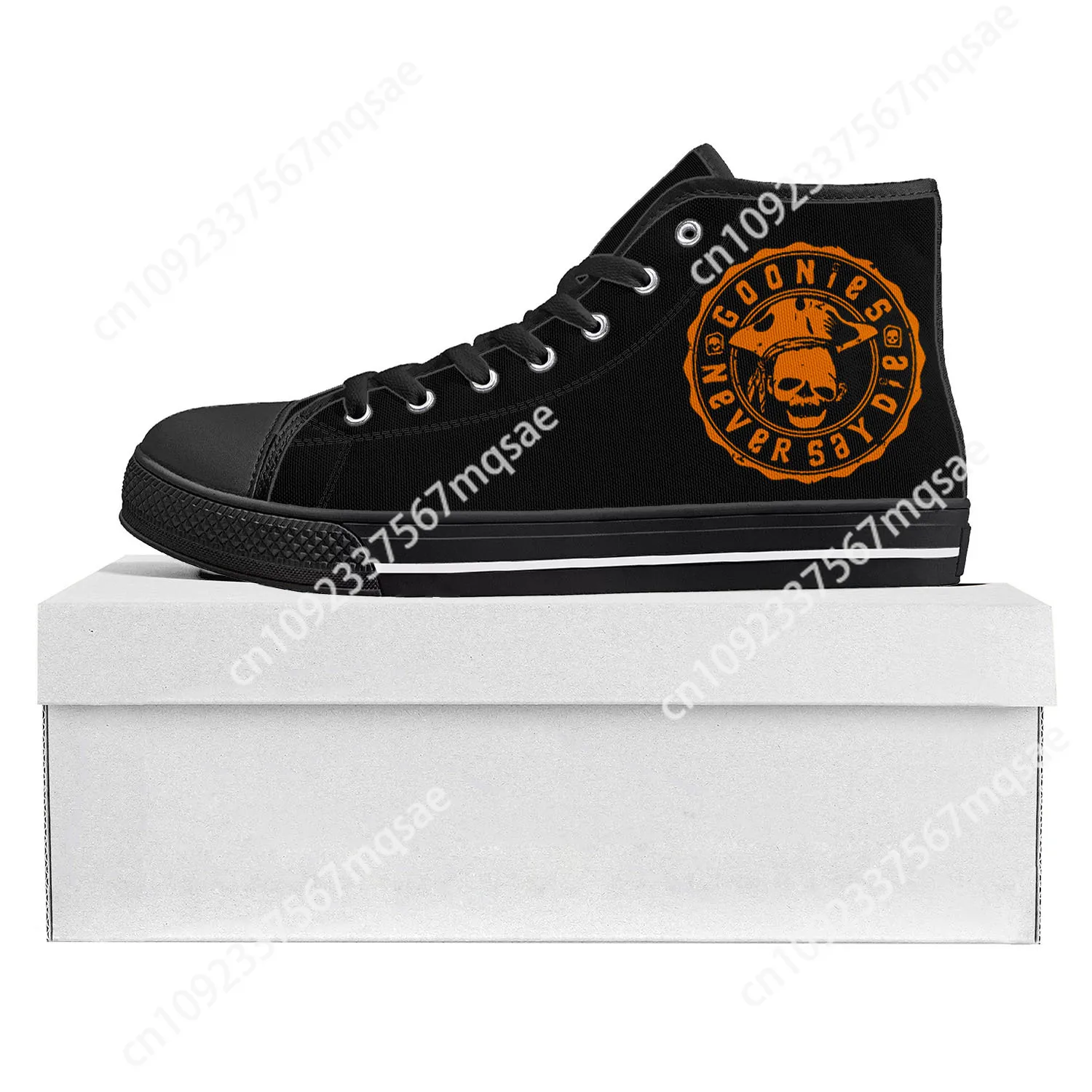 

Goonies Never Say Die Skull Pirate Rock High Top High Quality Sneakers Mens Womens Teenager Canvas Sneaker Couple Custom Shoe