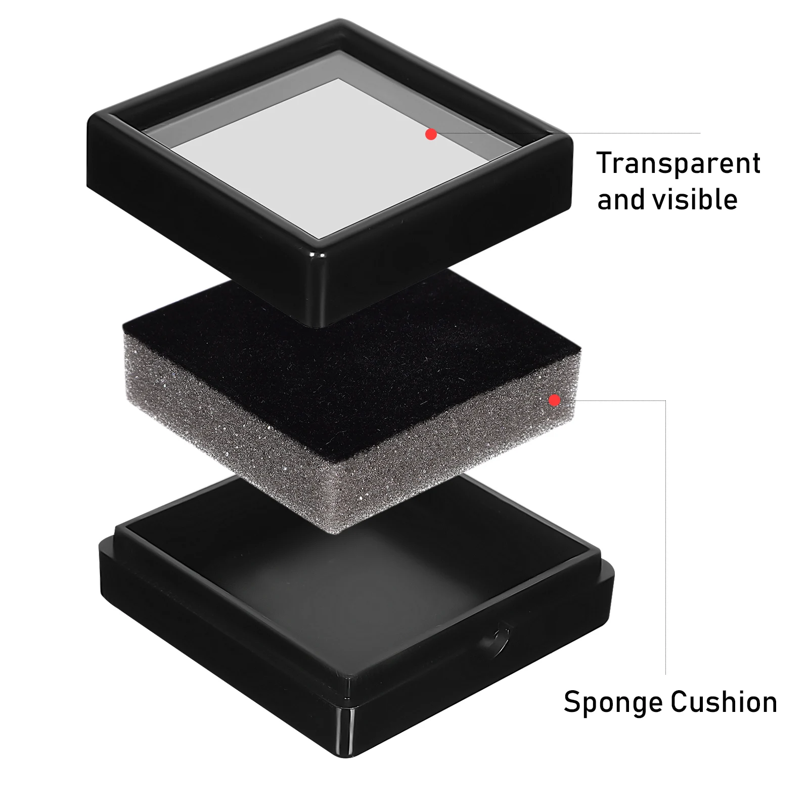 

20 Pcs Display Box 5cm Height 1cm Depth Travel Jewelry Box Black White Plastic Jewelry ganizer Storage Container