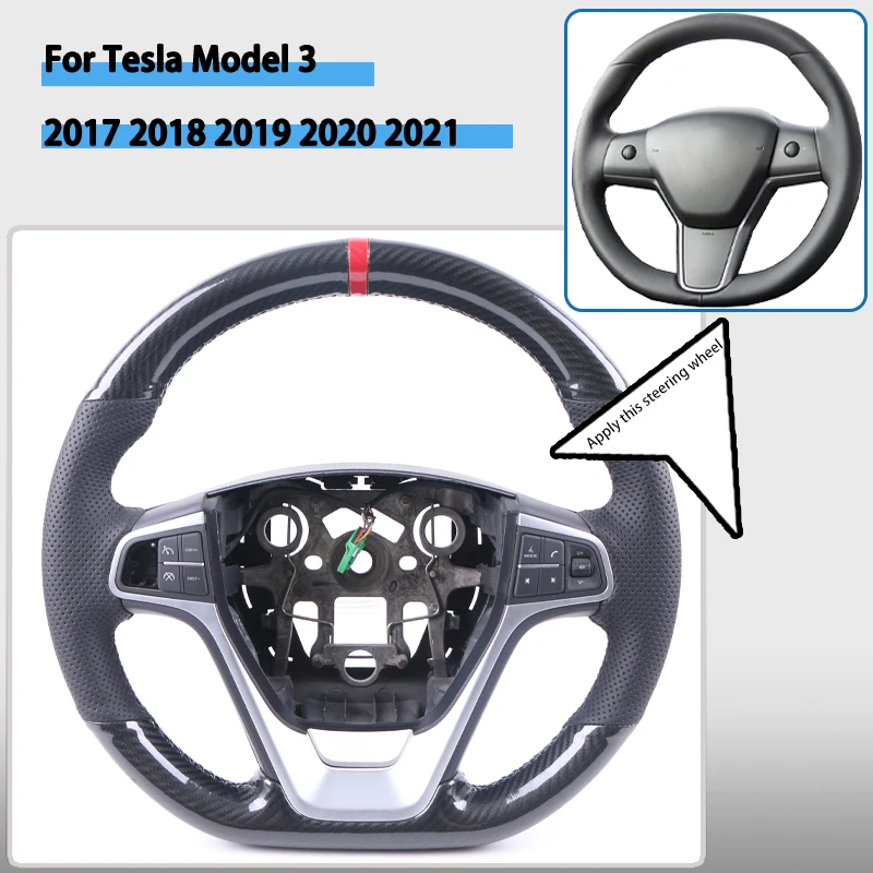 

Gloss Carbon Fiber DIY Original Car Steering Wheel Cover For Tesla Model 3 2017-2021 Scratch-Proof Luxury Steering Wheel Grip