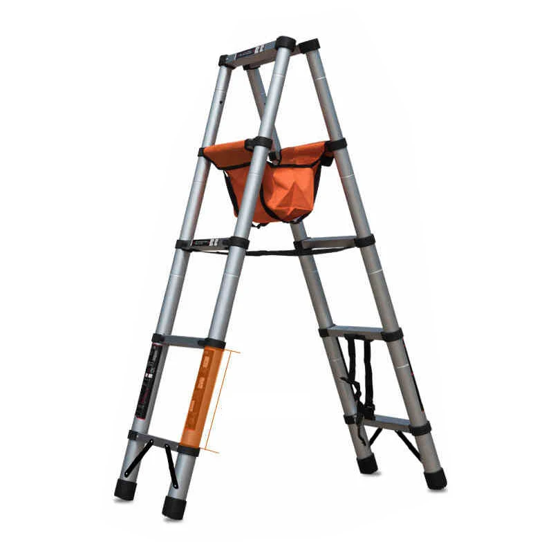 Four Step Ladder Multifunctional Household Folding Telescopic Ladder Aluminum Alloy Thickened Zigzag Ladder