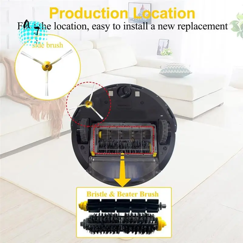 

A07F-For Irobot Roomba 600 & 700 Series 614 630 635 640 645 650 660 675 680 690 695 760 770 780 Vacuum Roller Side Brush Accesso