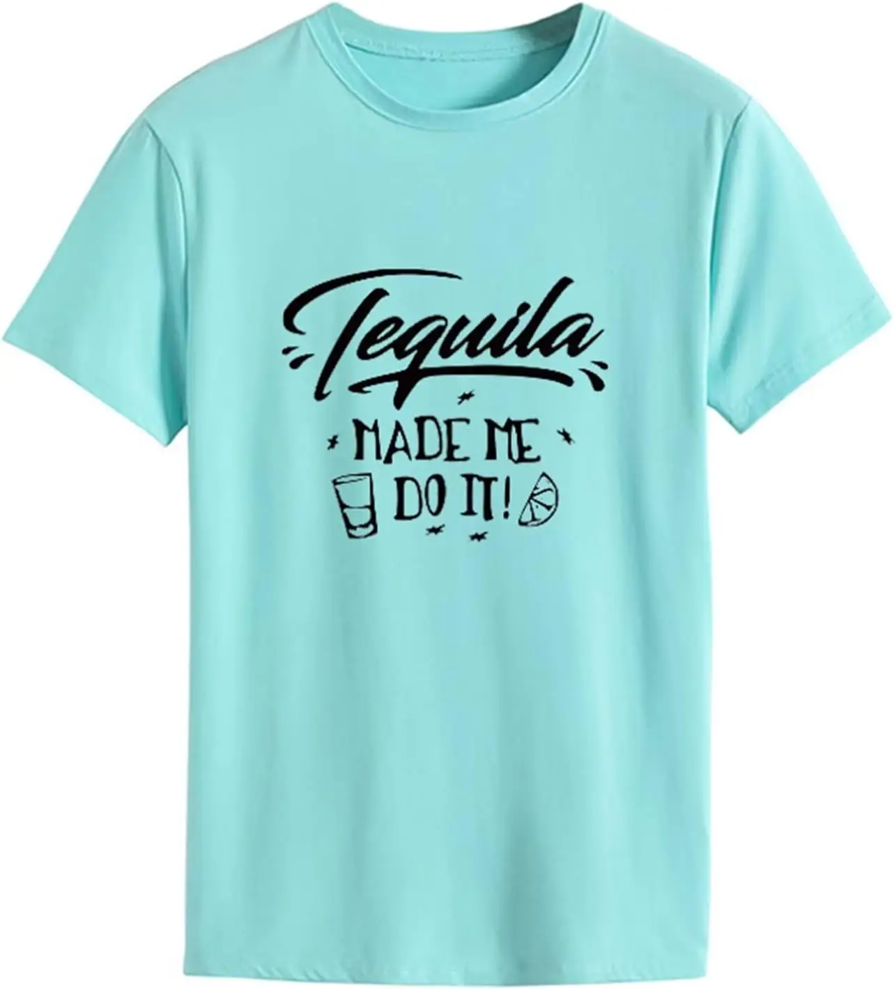 Summer Tops for Women Tequila Made Me Do It T-Shirt Funny Humorous Drinking Shirts Casual Short Sleeve Tees