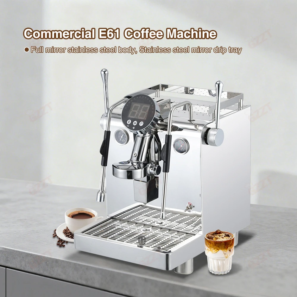 

GZZT CME61 Commercial Coffee Machine with E61 Group Head PID Temp Control 2L+1.5L Dual Boiler T3 Heating System Espresso Maker