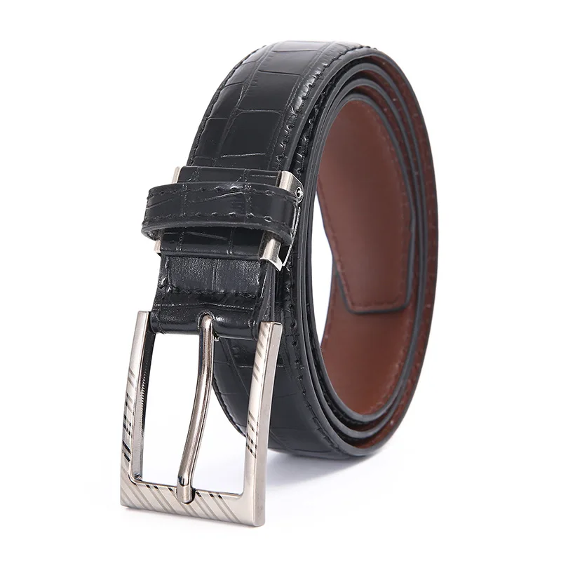 Ceinture à broches en cuir pour hommes d'affaires, 3.0cm, confortable, à la mode