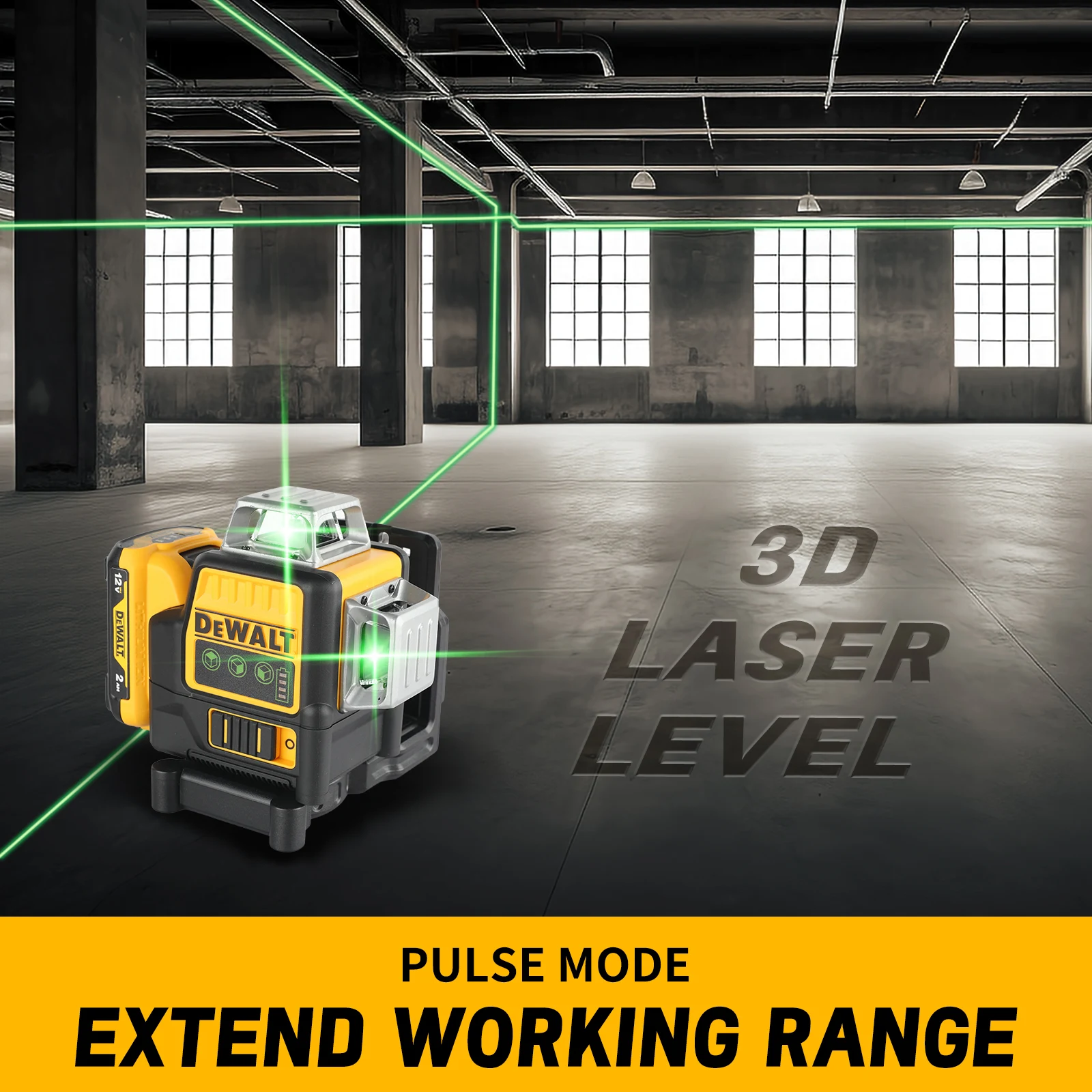 2025 Dewalt DW089LG 3 Sides*360 Degree Vertical 12V Lithium Battery 12 Lines Laser Level Horizontal Green Meter Outdoor