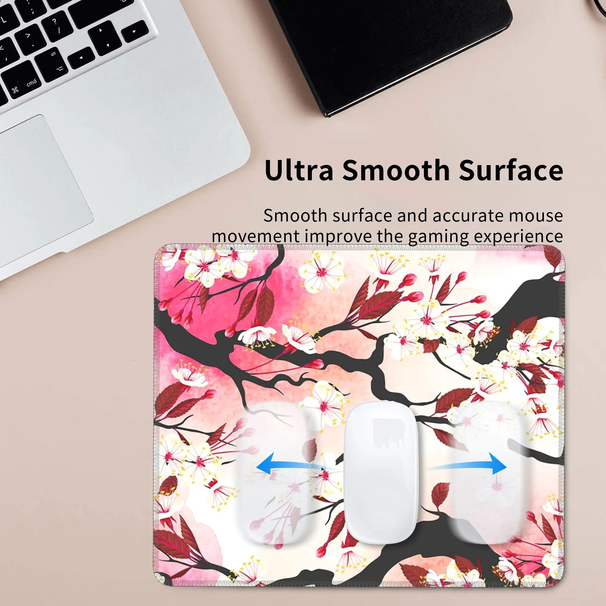 Blooming Sakura Branch Cherry Blossom Japanese Flower Mouse Pad Computer Keyboard Mouse Mat Gaming PC Laptop Desk Mat Table Mats