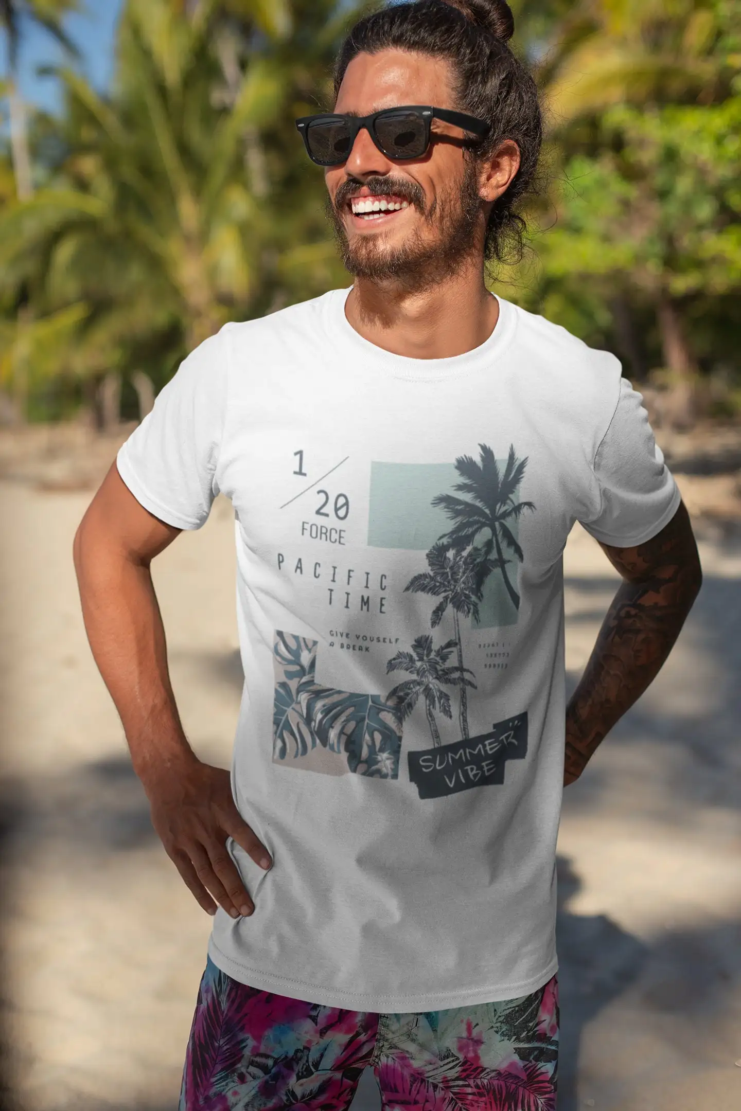 Cool men's T shirt California Summer Vibe with print motif saying sustainable organic cotton