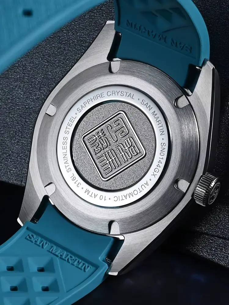 San Martin 36/39/42mm JianZhan Inspired Design Men Dress Watch 9015 Curved FKM Rubber Strap Sapphire Reloj Luminous SN0144GS/X/L