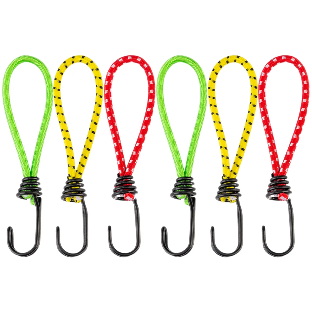 

6 Pcs Elastic Drawstring Hook Camping Tent Fixator Multi-function Buckle Iron Fixing Hooks Nail Band