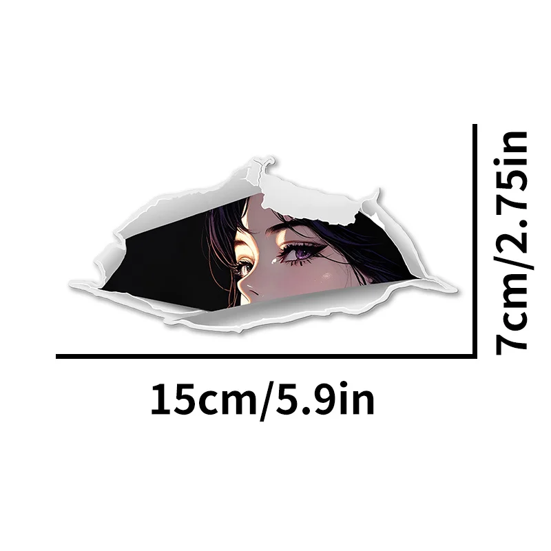 Tear Design Anime Girl Peeking Vinyl Stickers, Waterproof for Car Body, Window and Motorcycle Decor