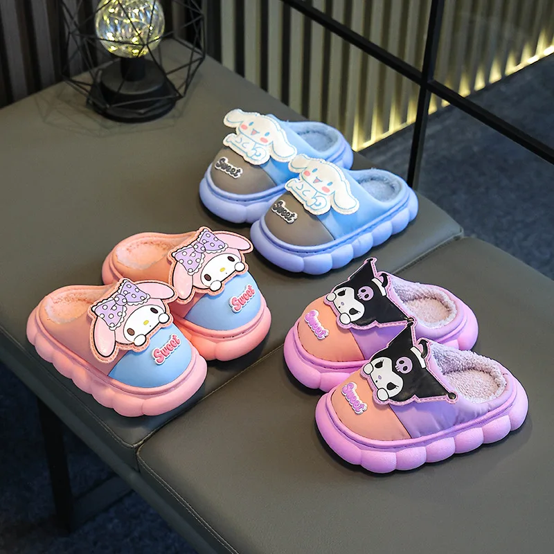 

Лидер продаж Sanrio Girl My Melody Kawaii, модные тапочки на флисовой подкладке, студенческие зимние теплые хлопковые тапочки с героями мультфильмов, новый стиль