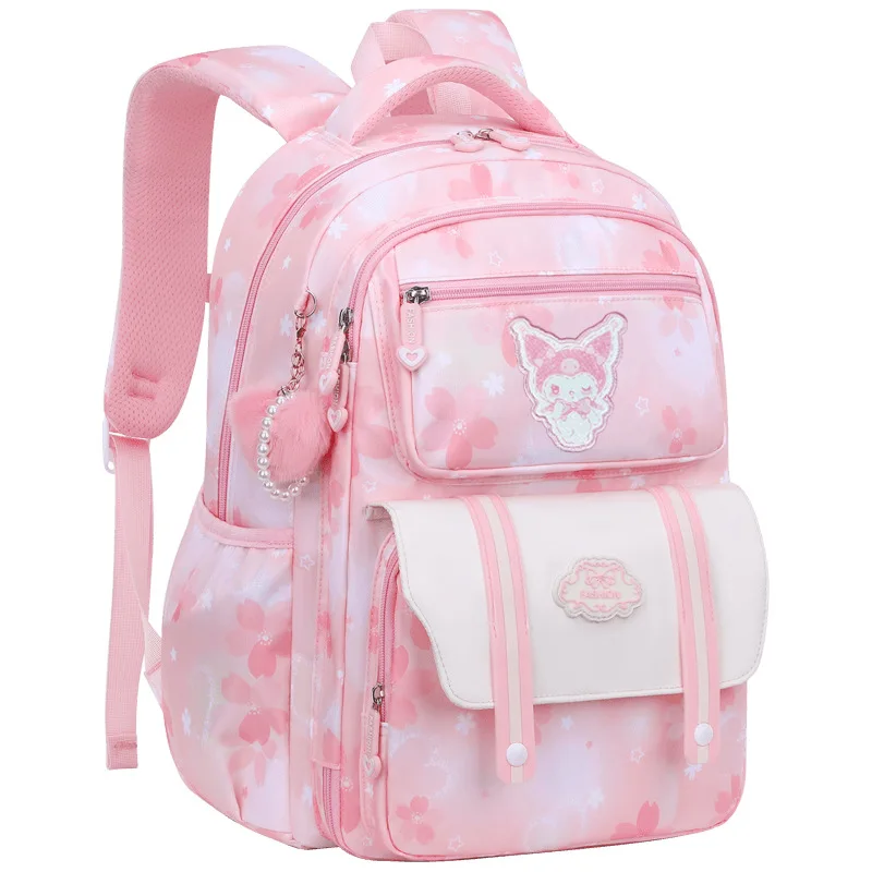 College Middle School Students Cute Big Bag Girl Grade 1-3-6-9 Large Capacity Waterproof Backpack Cinnamoroll Sanrio Kuromi