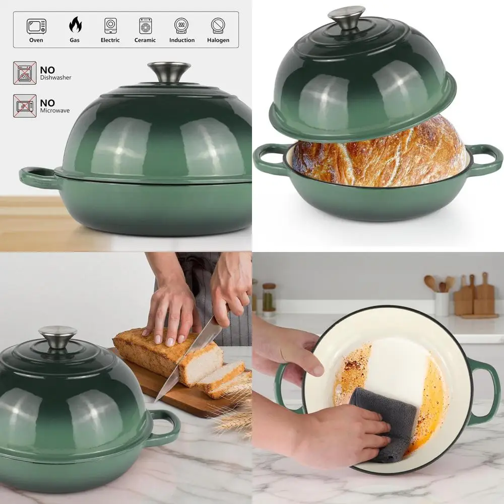 

Enameled Cast Iron Dutch Oven Pot with Lid, 6-Quart, Ideal for Sourdough Bread, Roasting, Stewing, and Soup, Non-Stick Enamel, O