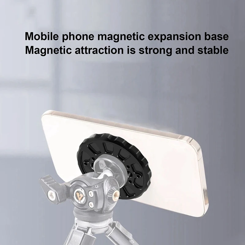 

Aluminum Alloy Magnetic Phone Tripod Adapter Multi Angle Locating Holes Magnetic Phone Tripod Adapter Widely Compatible-A32R
