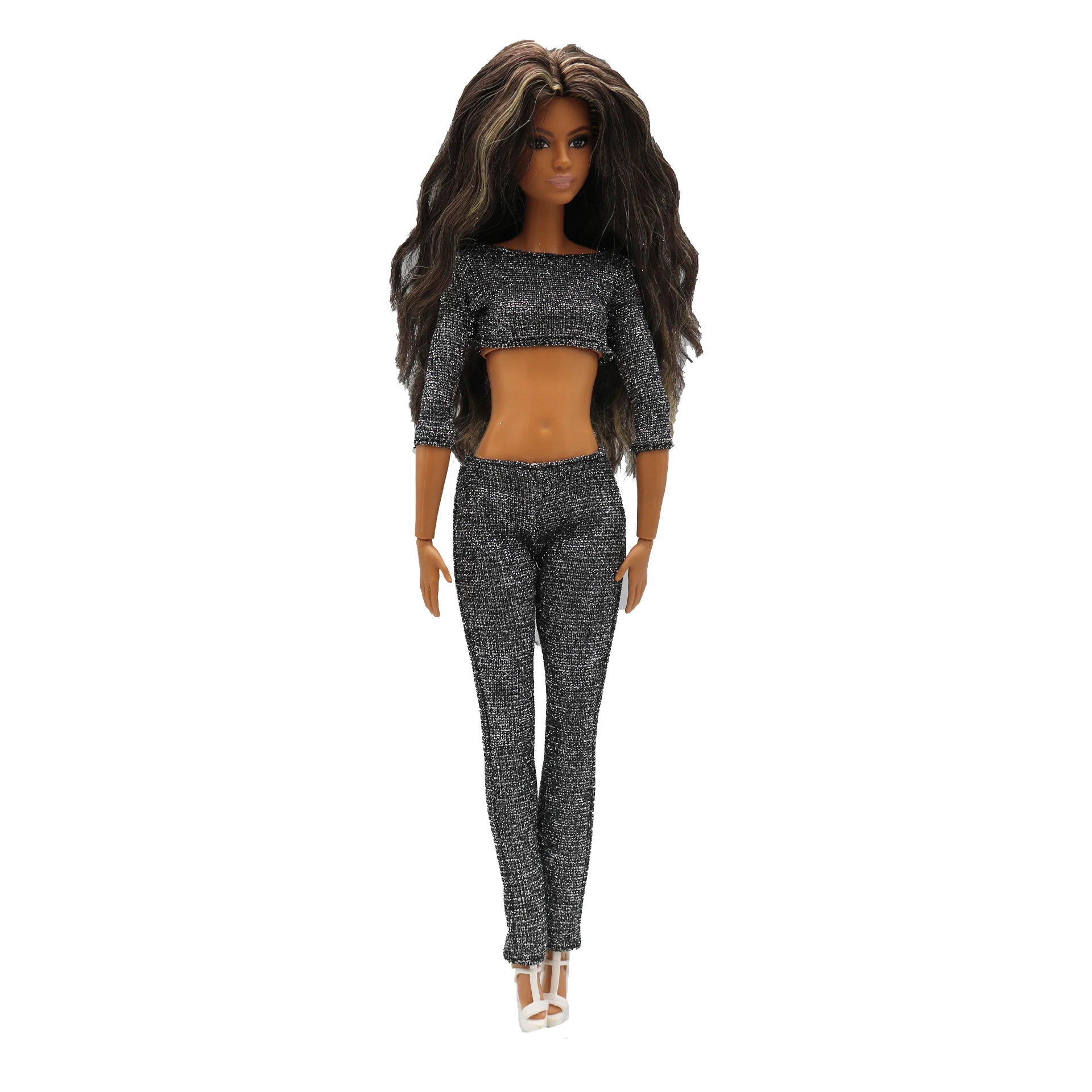New 30cm 1/6 Bling bling short T-shirt trousers Daily Wear Doll Accessories Clothes for Barbies doll