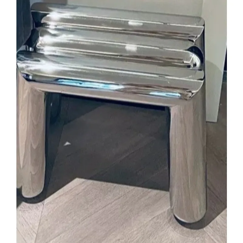 Stainless Steel Shoe Stool Mobile Living Room Shelf Tea Table, Hallway Low Stools Bedroom Makeup Chair Movable Furniture